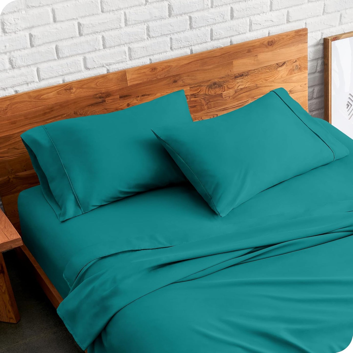 Bare Home Microfiber Pillow Cases, King Size Set of 2 Cooling Pillowcases, Double Brushed Emerald Pillowcases