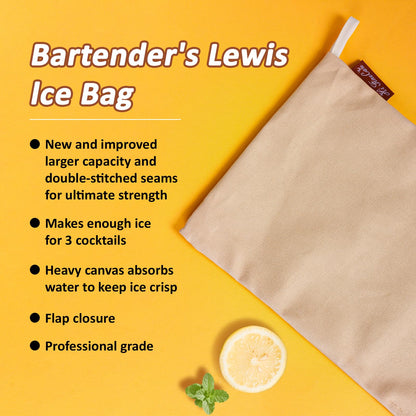 Canvas Ice Crusher Bag, Lewis Style Ice Bag with Flap – Craft Perfect Crushed Ice for Cocktails, Mai Tais & Beyond, Beige