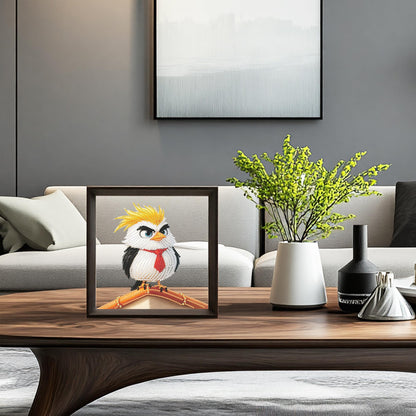 Eiflow Tabletop Diamond Art with Black Wood Frame, Desktop Diamonds Painting Kit for Adults Bird, DIY Acrylic Gem Art Painting on Stand Board Kit