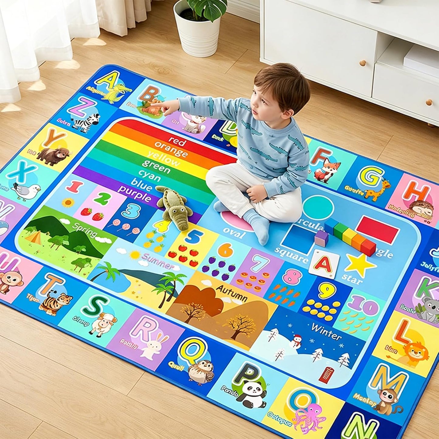 2.5x4 Kids Rug for Playroom Bedroom, Feet Educational ABC Area Rug for Classroom Nursery, Non-Slip Alphabet Learning