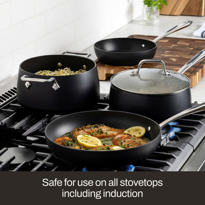 All-Clad HA1 Expert Hard Anodized Nonstick Frying Pan Set, 2-Piece 10" & 12" Skillet Set, Dishwasher-Safe, Oven-Safe Up to 500°F Compatible with All Stovetops (Gas, Electric & Induction) - Black