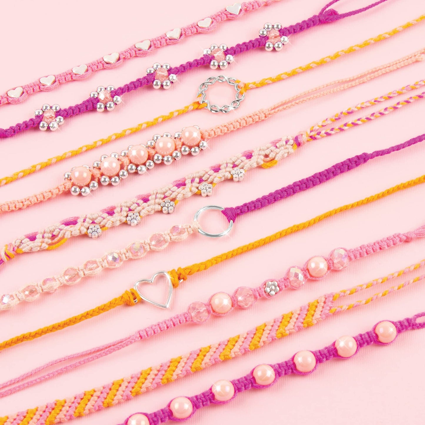 Make It Real - Macrame Friendship Bracelet Making Kit for Girls - Kids String Bracelet Making Kit - Friendship Bracelet Craft Kit w/Thread, Beads & More - DIY Bracelet Kit for Girls 8-10-12-14