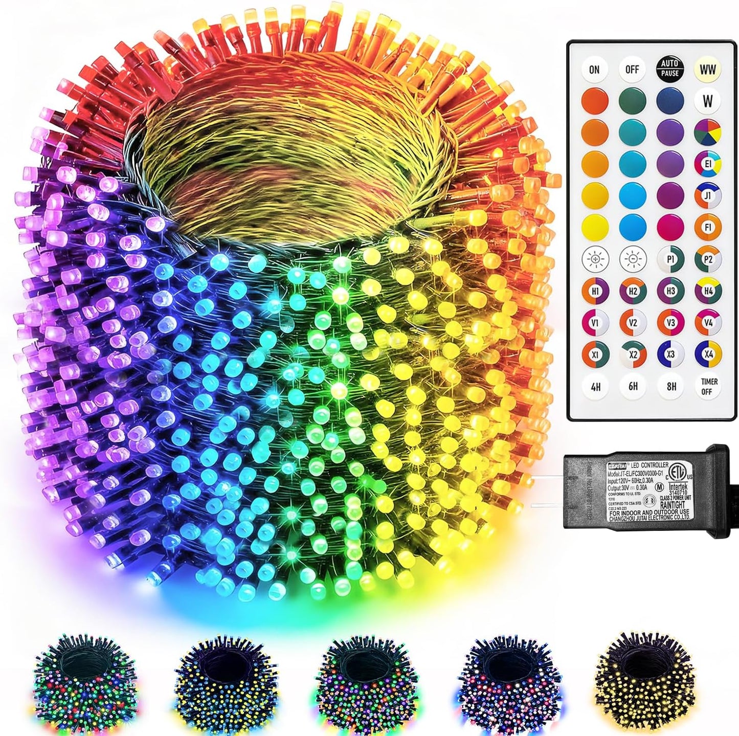 164FT 35 500 Christmas Lights Outdoor, Colors Changing LED Easter String Lights Green Wire Remote Timer, Waterproof