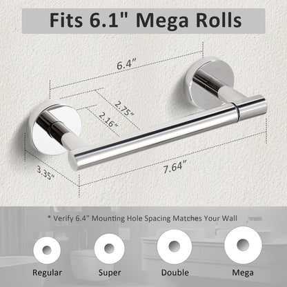 BVL Toilet Paper Holder Polished Chrome Wall Mount Stainless Steel 304 Large Mega Roll