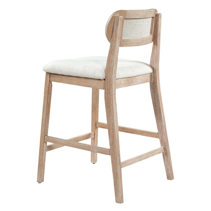 Christopher Knight Home Kaylin Modern Counter Height Bar Stools Set of 2, Upholstered Bar Stool for Kitchen Island, Rubberwood Dining Room Chair, Counter Stool with Footrest, Natural+Beige