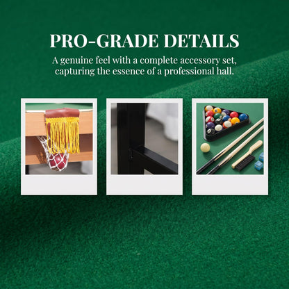 ComeWay 55" Portable Billiards Table with All Accessories, Foldable Pool Game Table for Whole Family Number Use with Cues, Ball, Rack, Chalk - Green