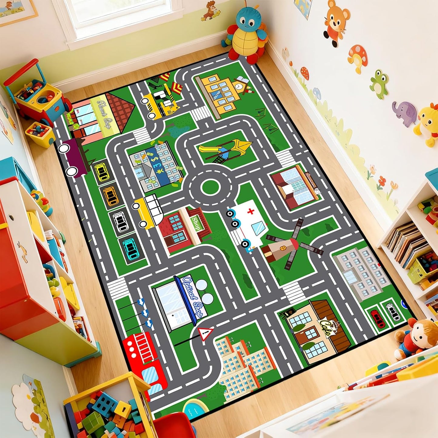 2'5''4' Car Rugs for Kids Toy Car Road Rug for Playroom, Car Traffic Road Play Mat Carpets for Kids Room Bedroom