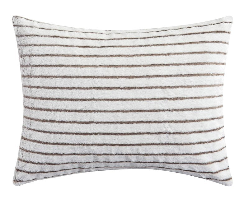 Dearfoams Drydon Stripe Plush 3 piece Soft Comforter Set with Mink Reverse, Queen Size