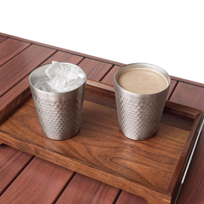TIICOO Stainless Steel Cups 2 Packs 10oz/300ml Stackable Double Wall Insulated Metal Shatterproof Cups Titanium-Plated Diamond Textured Surface Heat Resistant Dishwasher Safe (Silver)