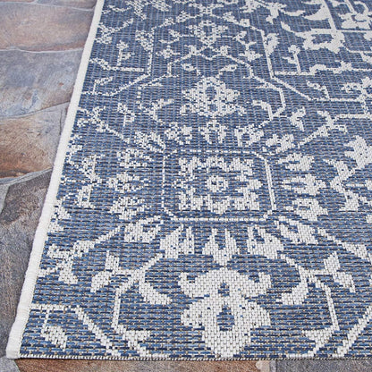 Couristan Monte Carlo Palmette Area Rug, 2' x 3'7", Indoor/Outdoor, Navy-Ivory