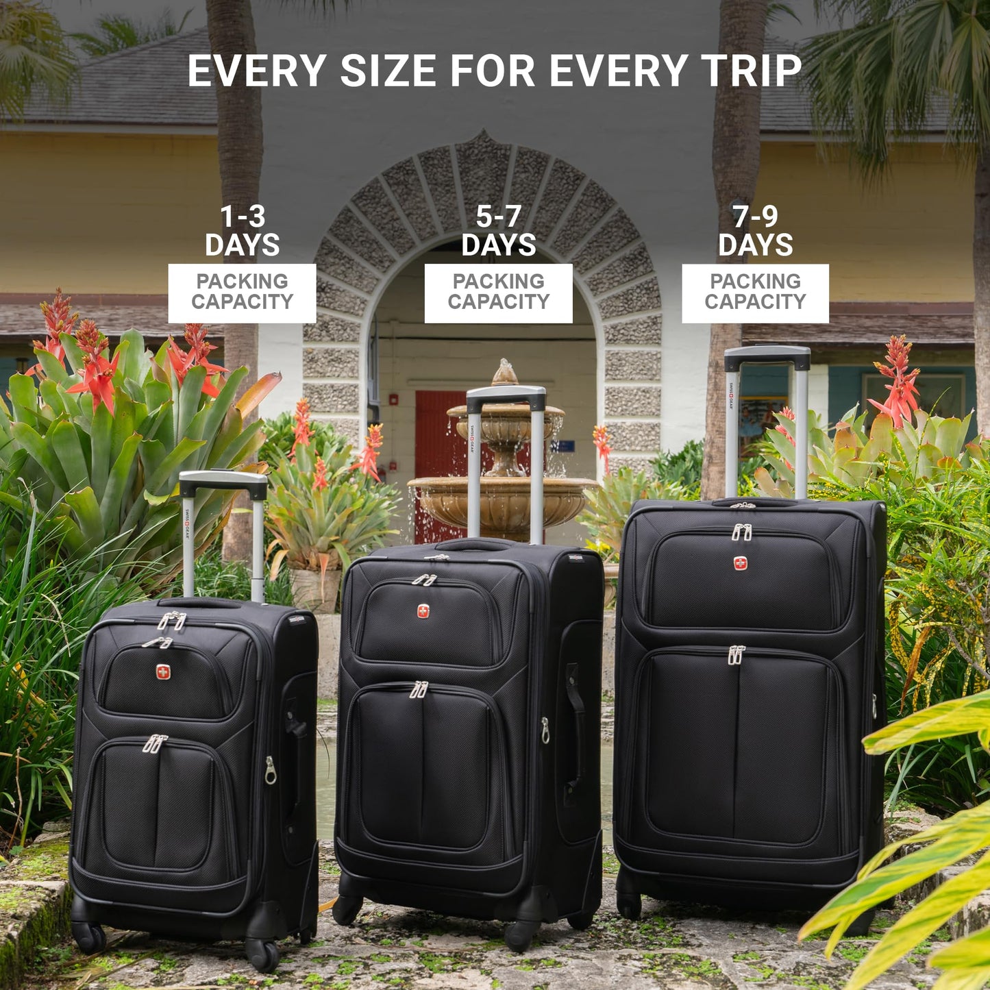 SwissGear Sion Softside Expandable Roller Luggage, Pewter, 3-Piece Set (21/25/29)