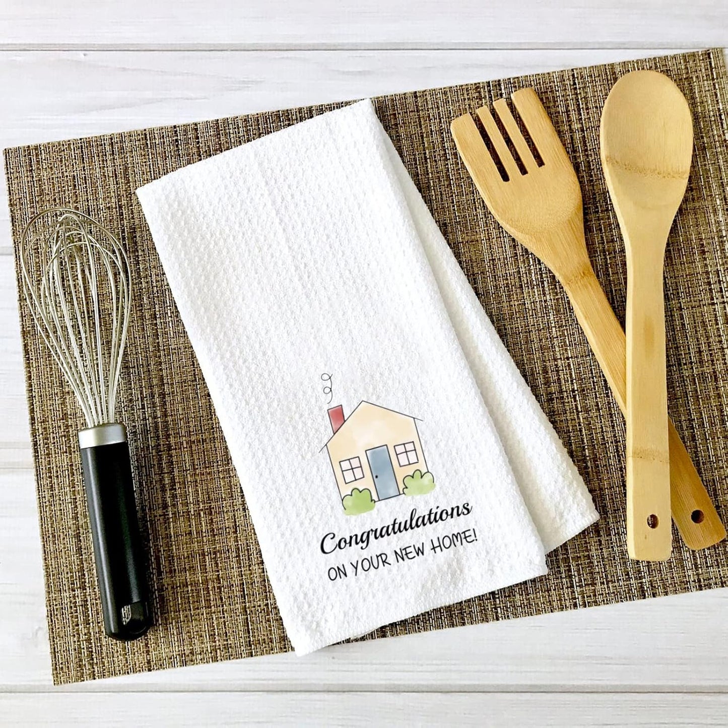 ZJXHPO New Home Kitchen Tea Towel, Congratulations On Your New Home Dish Towel, Housewarming Gift