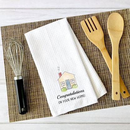 ZJXHPO New Home Kitchen Tea Towel, Congratulations On Your New Home Dish Towel, Housewarming Gift