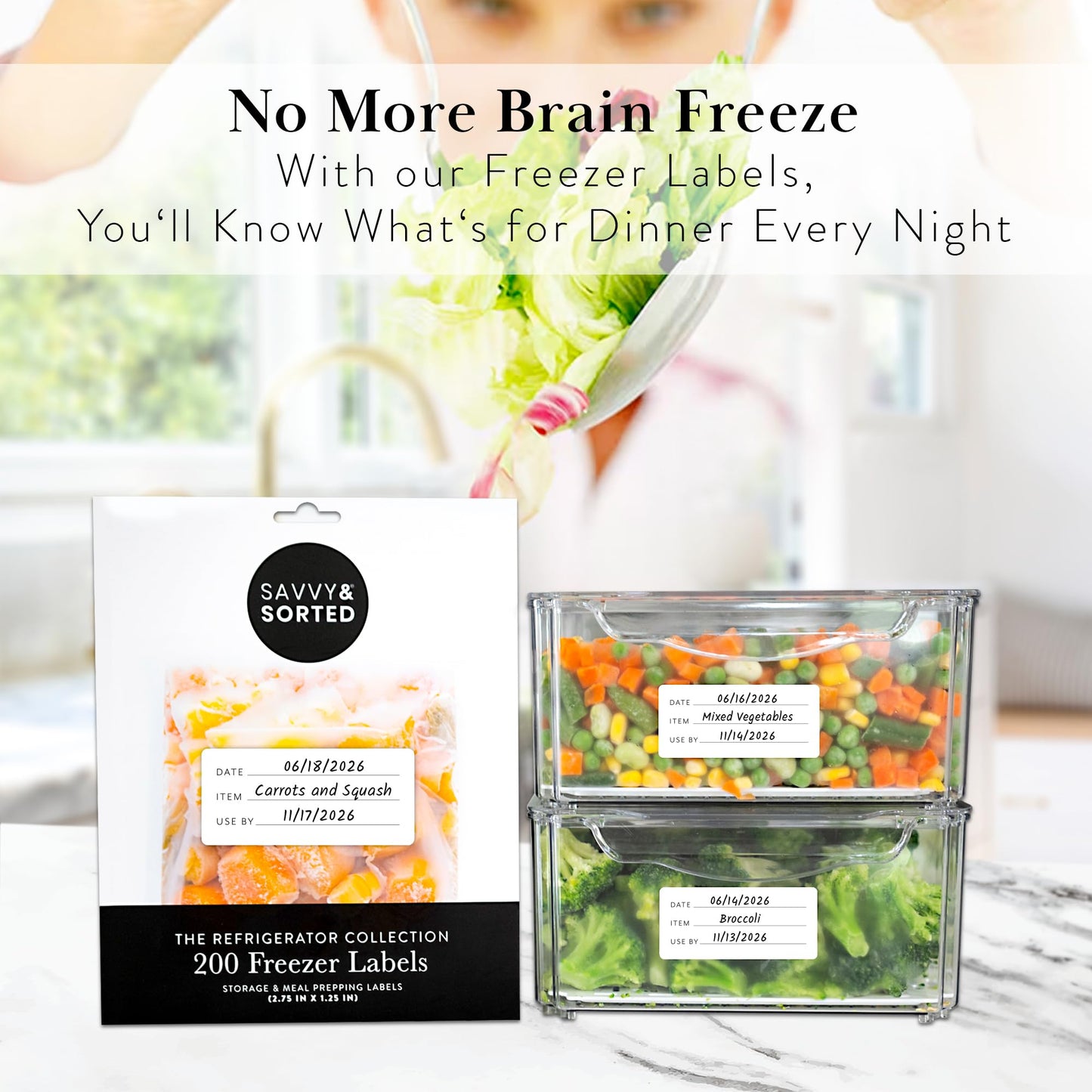 200 Meal Prep Freezer Food Labels - 2.75 x 1.25 Inch Freezer Tape Labels for Food Containers to Write On, Removable Easy Peel Off, Kitchen Pantry Storage Stickers, Oil Water Resistant