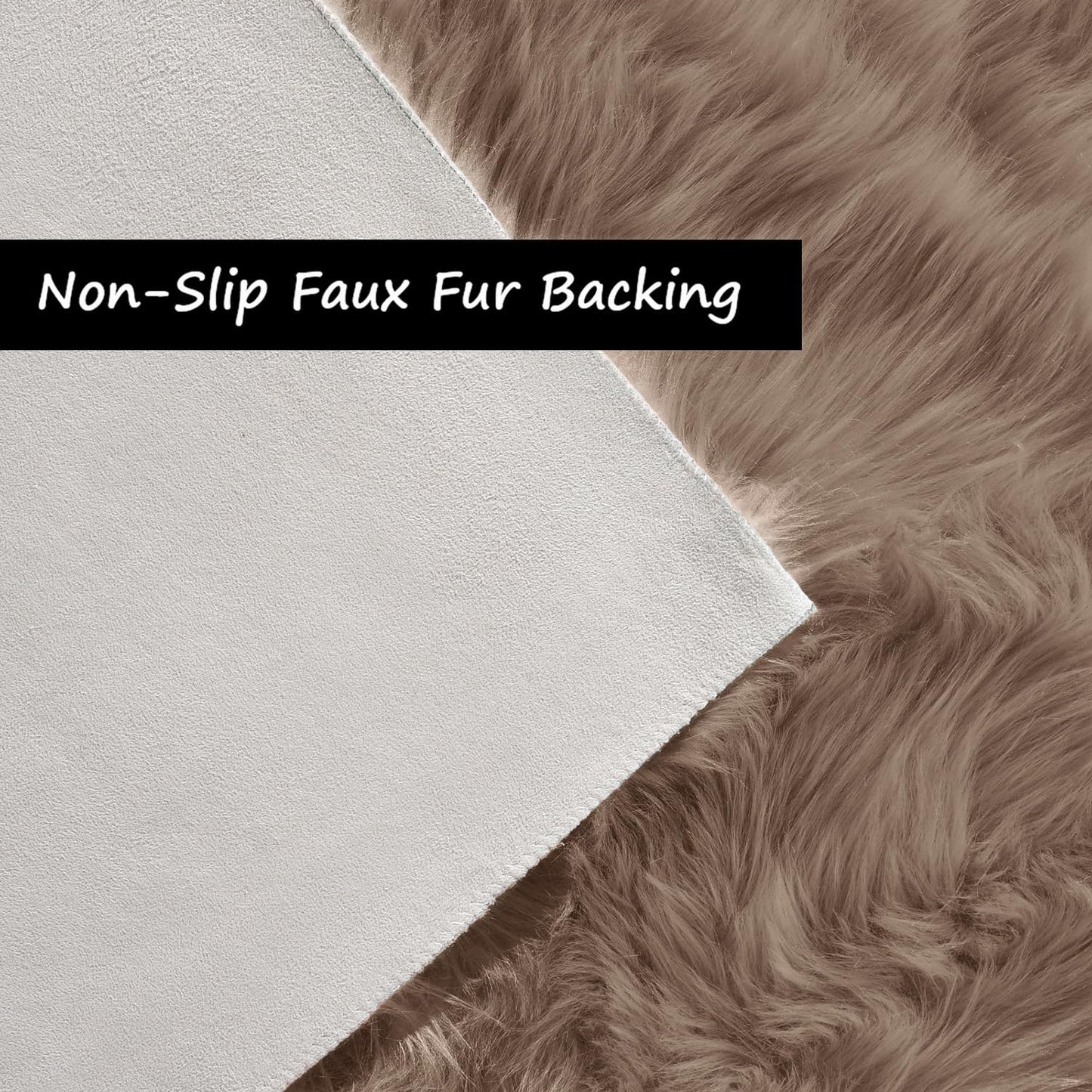 Goolela Sheepskin Area Rug 9x12 - Light Brown Beige - Fluffy Fuzzy Furry Carpet for Living Room Bedroom Faux Fur Rectangle