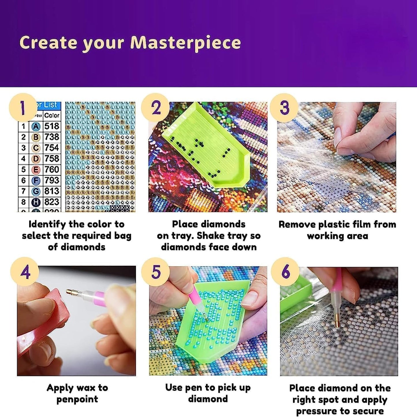DOTZSO 6 Pack Diamond Painting for Adults 5D Diamond Painting Kit DIY Full Diamond Art kit with Diamond Painting Crystal Art and Craft for Beginners 12x16 inches (Landscape)