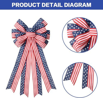 **SY Super Bang 2PCS 4th of July Decorations - Red, White & Blue Wreaths & Patriotic Bows for Indoor/Outdoor Use**