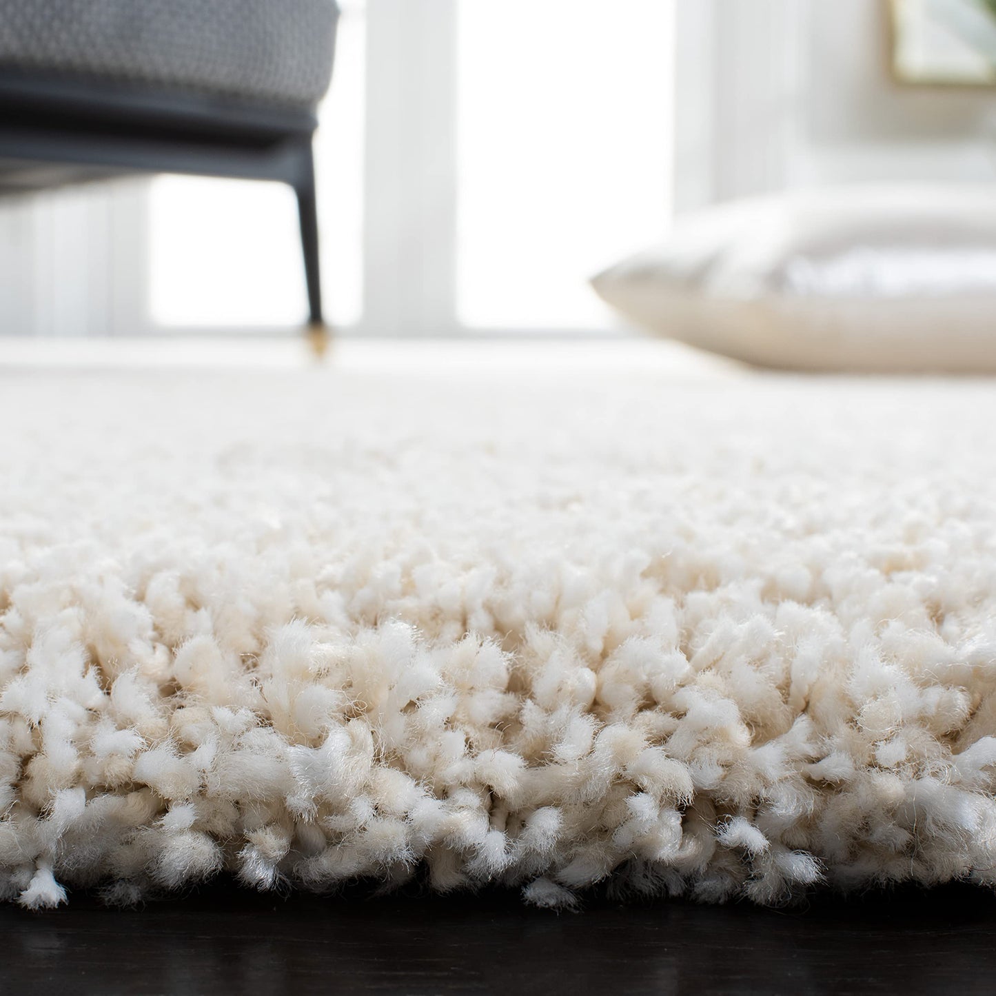 SAFAVIEH Milan Shag Collection Area Rug - 11' Square, Ivory, Solid Design, Non-Shedding & Easy to Clean, Plush Thick Pile, Ideal for Living Room, Bedroom (SG180-1212)