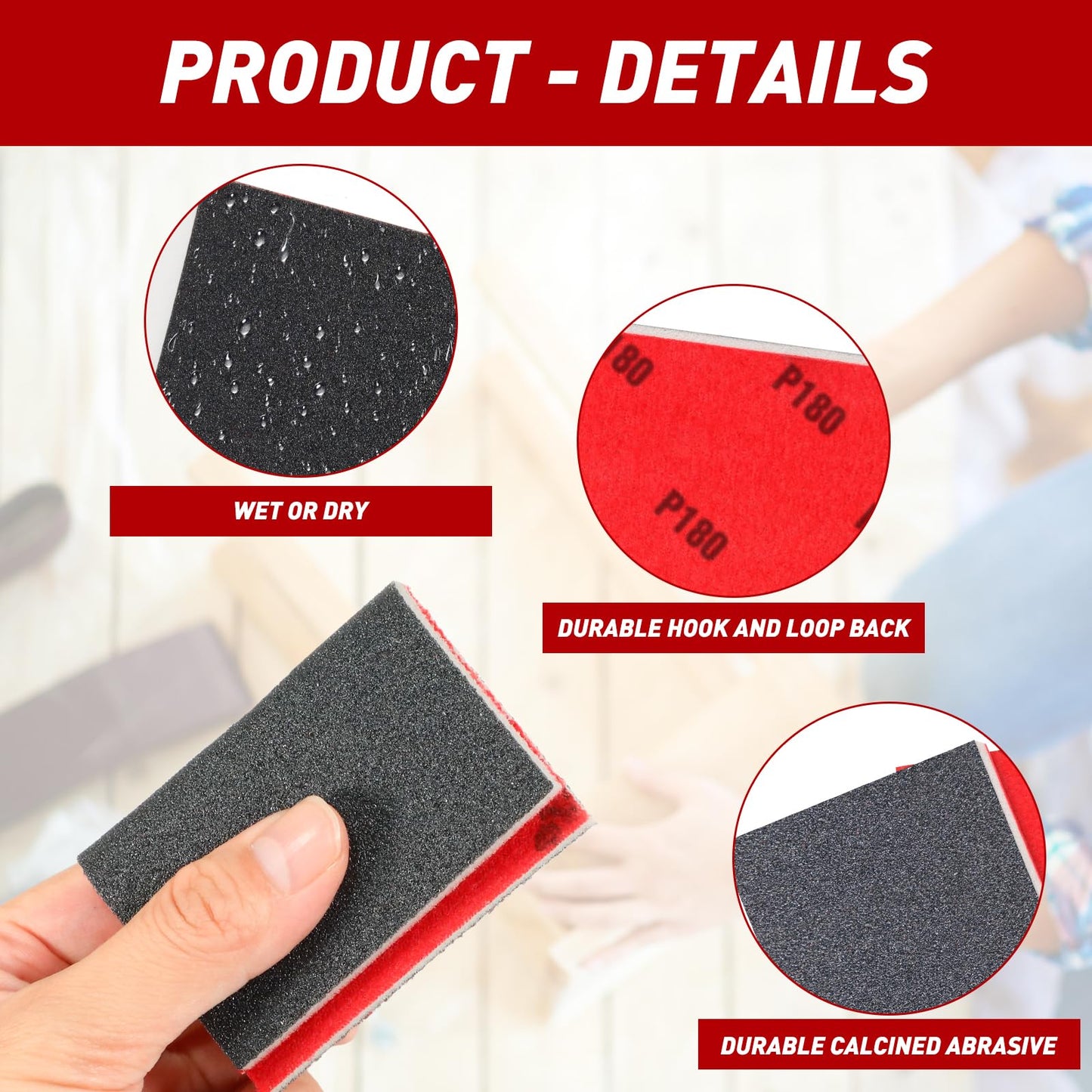 24 Pcs Sanding Sponge 80-3000 Grit Sandpaper Assortment, Washable & Reusable Sanding Blocks for Wood, Metal, Drywall, Glazing, Wet Dry Sandpaper for Smooth Finishing