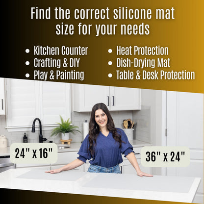 Extra Large Silicone Mats for Crafts with "Edge Protection" – Silicone Table Mat – Multipurpose Heat Resistant Silicone Mat – No Folds or Wrinkles – 1.5mm Thick, 36"x24", Translucent