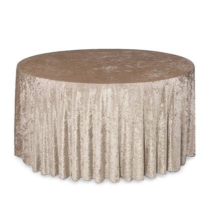 YOUR CHAIR COVERS - 120 Inch Round Crushed Velvet Tablecloth for 5 ft. Round Tables - Champagne