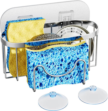 2 HapiRm Multifunctional Adhesive Kitchen Sink Organizer with M-Shaped, Installation Methods Kitchen Sponge Holder