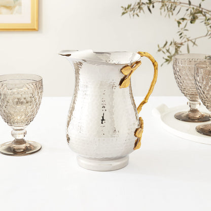 Elegance Golden Vine Stainless Steel Pitcher, Silver/Gold