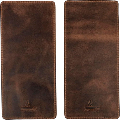 Set of 2 Rectangular Cutlery Sleeves, Utensils Place Setting, Silverware Holder, Full Grain Leather, Handmade, Bourbon