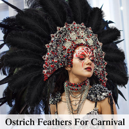 Crowye 100 Pcs Ostrich Feathers Bulk for Centerpieces Craft Ostrich Feathers for Masquerade Vase Wedding Party Home Costume Decorations (6-8 Inch,Black)