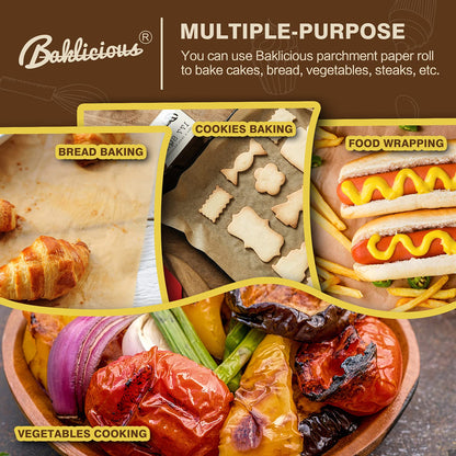Unbleached Parchment Paper Roll for Baking, 2 Pack of 13 In X 242 Ft, Non-stick Baking Paper, Food Grade Cooking Papers For Bread, Cookies, Heat Press, Pans, Oven, Air Fry
