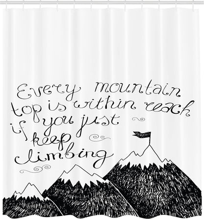 Ambesonne Wording Shower Curtain, Sketchy Mountains Hand Writing Style Letters, Cloth Fabric Bathroom Decor Set with