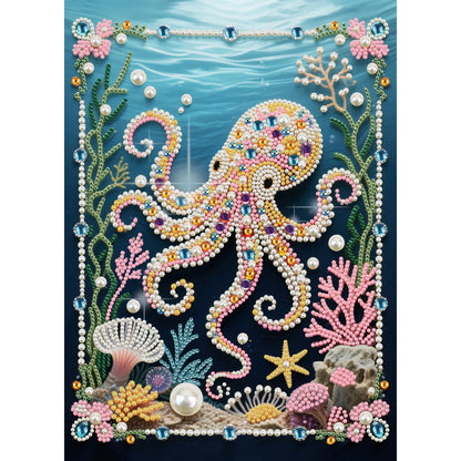 WSLWXSHM Pearl Diamond Painting Kits for Adults Octopus, 5D Special Shape Diamond Art Kits for Beginners, Crystal Rhinestones Diamond Painting for Home Wall Decoration Gift 12×16inch/30×40cm