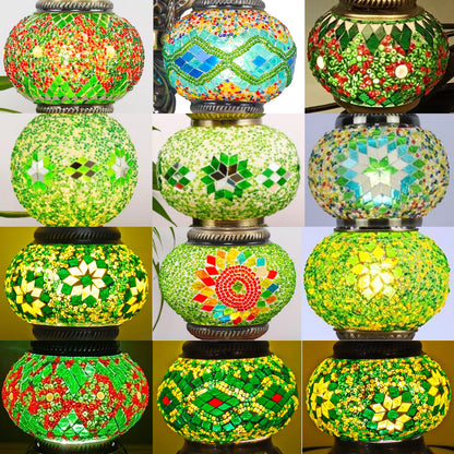 Baquler Turkish Mosaic Lamp Kit DIY Stained Glass Decorative Table Bedside Night Light Tabletop Bohemian Morrocan Lamp Crfat Kit for Living Room Decorations, Make Your Own (Green)