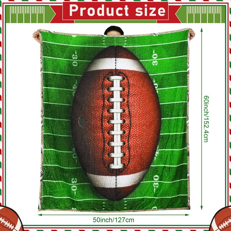 FuWeave Reversible Football Throw Blanket Double Sided Ultra Plush Blanket for Football Lover Gift Birthday Party Decor Home Bed Sofa Couch, 60 x 50 Inch