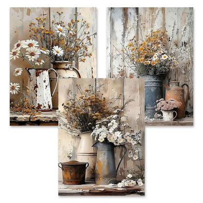 Diamond Art Kits for Adults Beginner, 3 Pack Rustic Farmhouse Daisy Painting Diamond Kits 5D Diamond Dots Gem Art Crafts with Tools Round Full Drill Funny Crafts for Home Wall Decor&Gift 12x16 inch