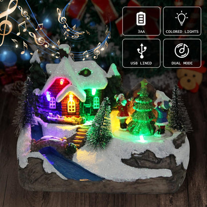 TOYESUNA 8 Christmas Collectible Buildings Decoration Musical Christmas Village Figurines Snow Globe with Spinning