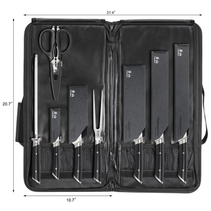Cangshan HELENA Series German Steel Forged BBQ Knife Set (Black, 9-Piece Bag Set)