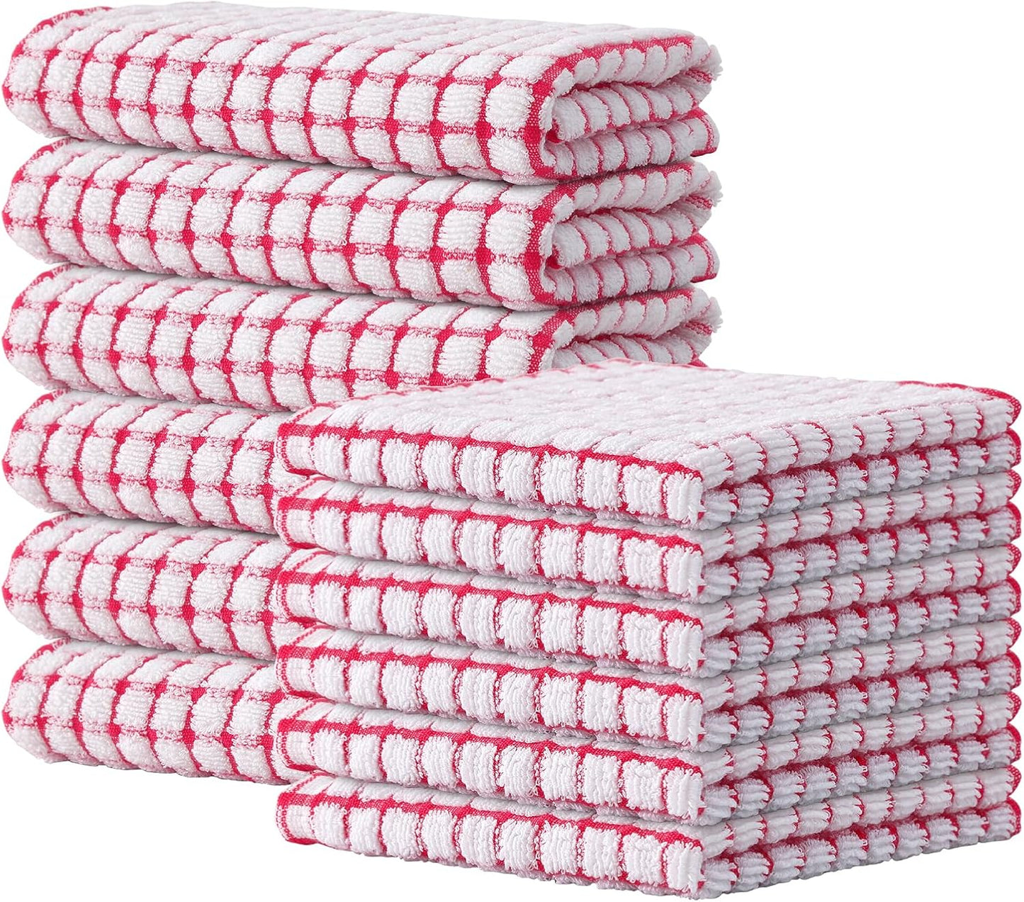 12 Pack Sets, 16 25 Inch 12 12 Inch Kitinjoy Cotton Kitchen Towels and Dishcloths x & X Dish Towels Bulk, Super Soft