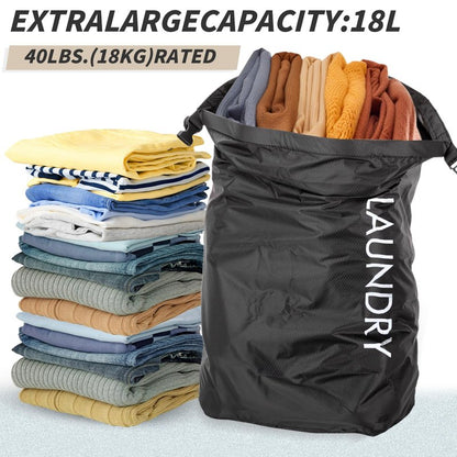 Travel Laundry Bag, Vacuum Compression Dirty Clothes Travel Bag Waterproof Wet Dry Bags Large Capacity Space Saver Bags Reusable Camp Clothes Organizer for Sports College Dorm Laundromat (1 Pcs )Black