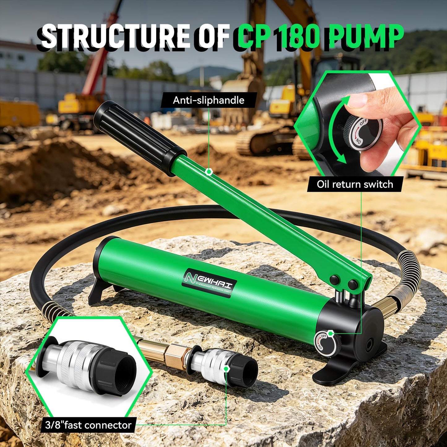 20 Ton Porta Power Ram Kit for Confined Spaces Mini Hydraulic Cylinder 0.47" Stroke with CP-180 Hand Pump Portable Hydraulic Jack for Precise Lifting in Tight Gaps Equipment Repair