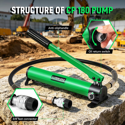 20 Ton Porta Power Ram Kit for Confined Spaces Mini Hydraulic Cylinder 0.47" Stroke with CP-180 Hand Pump Portable Hydraulic Jack for Precise Lifting in Tight Gaps Equipment Repair