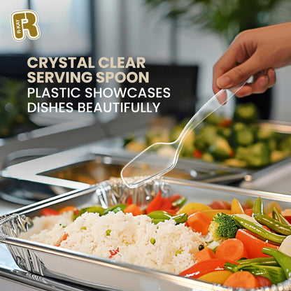 18 Pcs Clear Plastic Serving Utensils Set - 6 Clear Plastic Serving Spoons, 6 Tongs And 6 Forks - Heavy Duty Disposable Serving Utensils Set For Parties