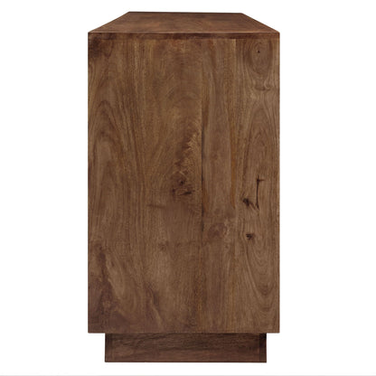 Modway Veda 72 Inch Mango Wood Sideboard Storage Cabinet in Walnut - Mid-Century Modern Buffet Credenza with 4 Doors
