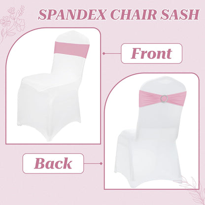 MDS Spandex Chair Sashes - Premium Stretch Covers with Buckle Slider for Weddings & Events | Pack of 10 - Pink