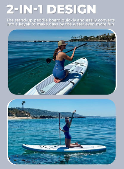 TIGERXBANG Inflatable Stand Up Paddle Board 11'6"×35"×6" with Complete Accessories, Premium Large Paddle Boards for Adults/Youth, Paddle Board Polar Frost Collection