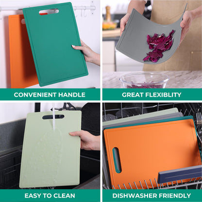 Linoroso Flexible Kitchen Cutting Board - Made from BPA Free Material - Cutting Mark Prevention, 10x14 Inches, Non-Slip Design - Easy-Care Kitchen Essential, Orange