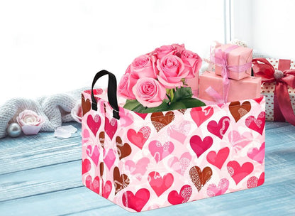 DUYIY Toys Storage Basket Home Shelf Basket Organizer Box Clothes Laundry Hamper Nursery Basket Laundry Baskets with Handles for Kids Heart Pattern