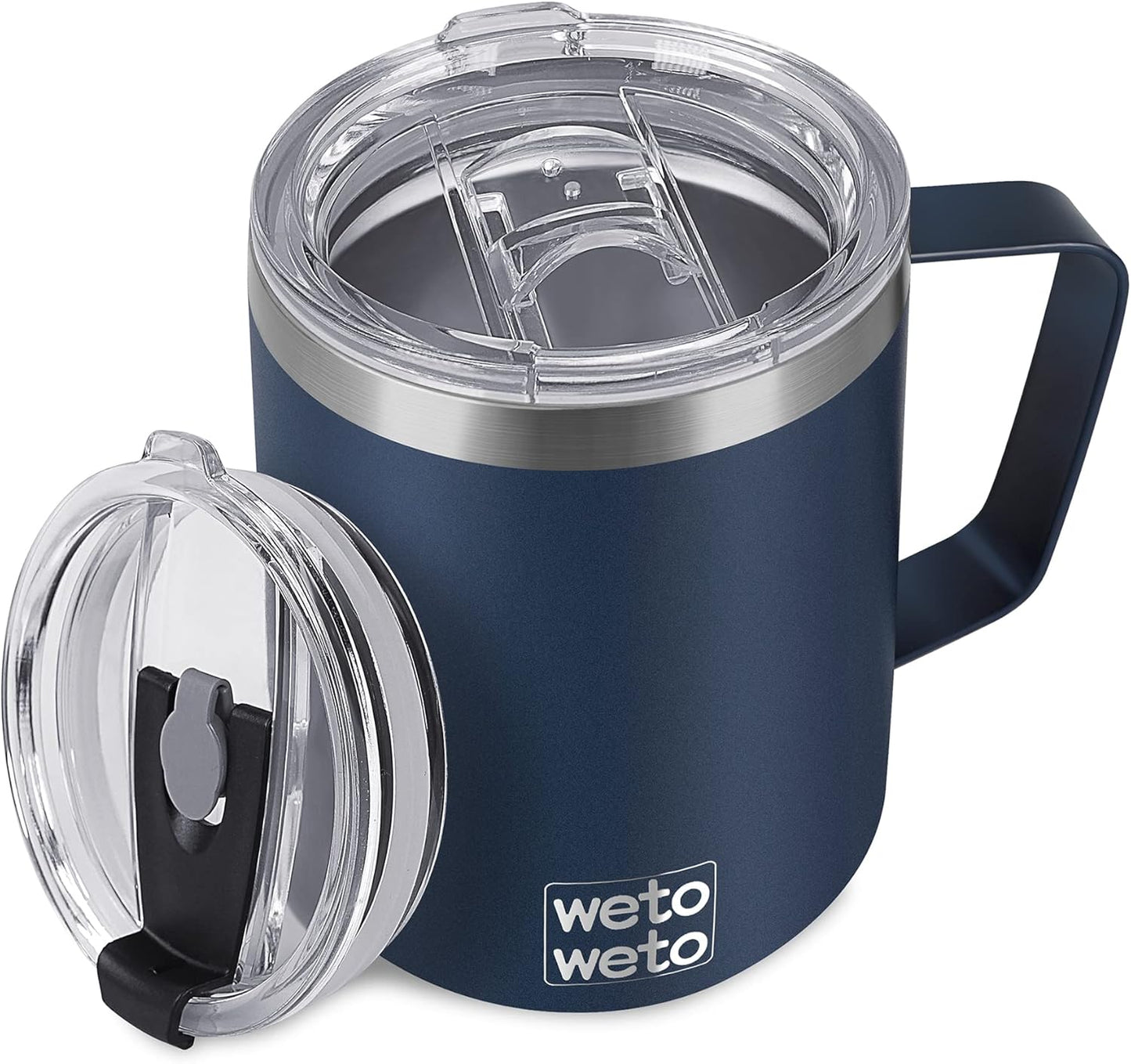 14 oz WETOWETO Coffee Mug, Vacuum Insulated Camping Mug with Lid, Double Wall Stainless Steel Travel Tumbler Cup