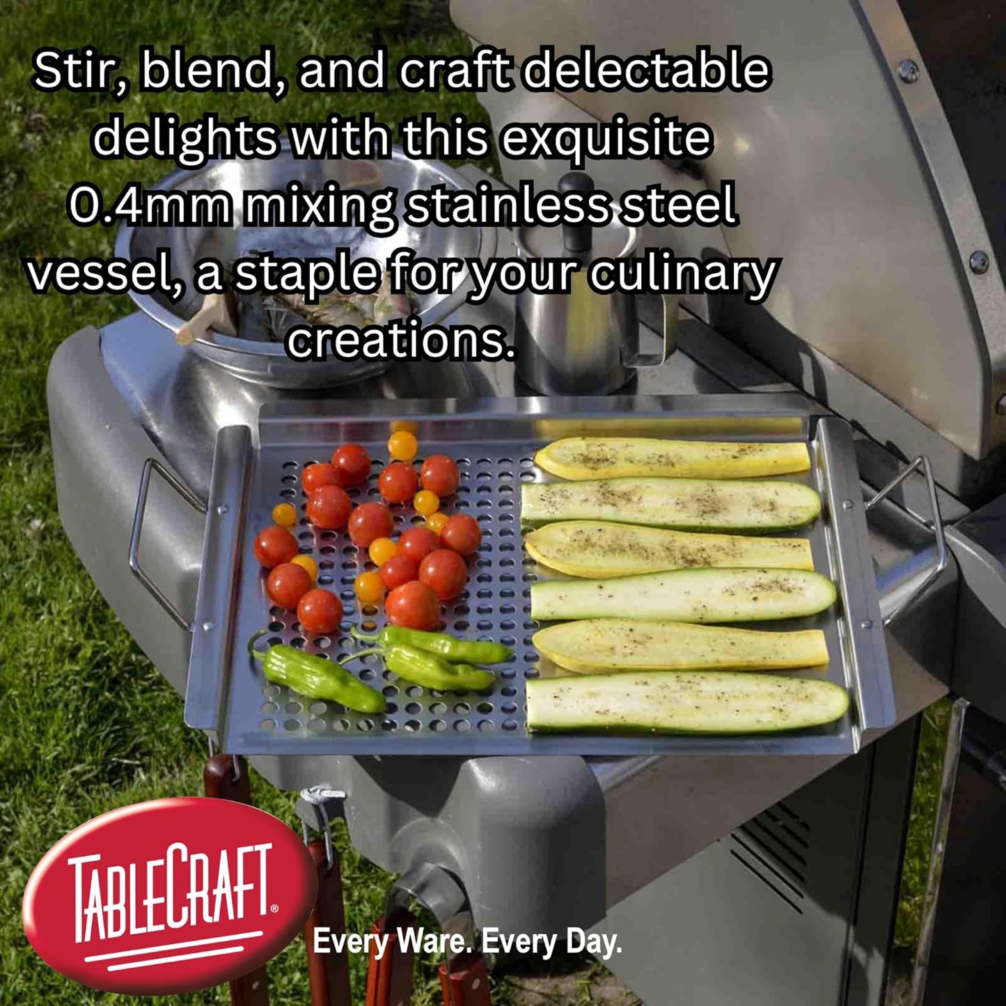 TableCraft 824 Mixing Bowl, Stainless Steel, 3 Qt, 10" x 10" x 3", Lightweight, Durable, Professional Grade