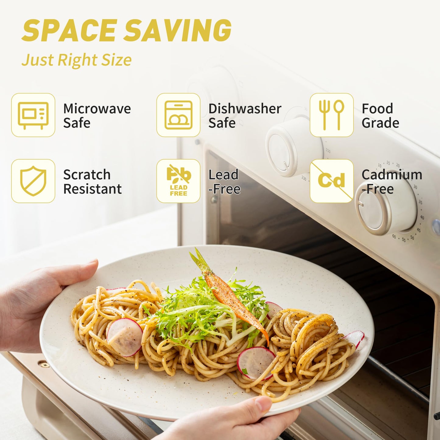 Dafuceramic Plates and Bowls Sets, 12 Pieces Modern Stoneware Dinnerware Set for 4 Kitchen Dinner Set Ceramic Dishware Dishes Set Microwave and Dishwasher Safe (White)
